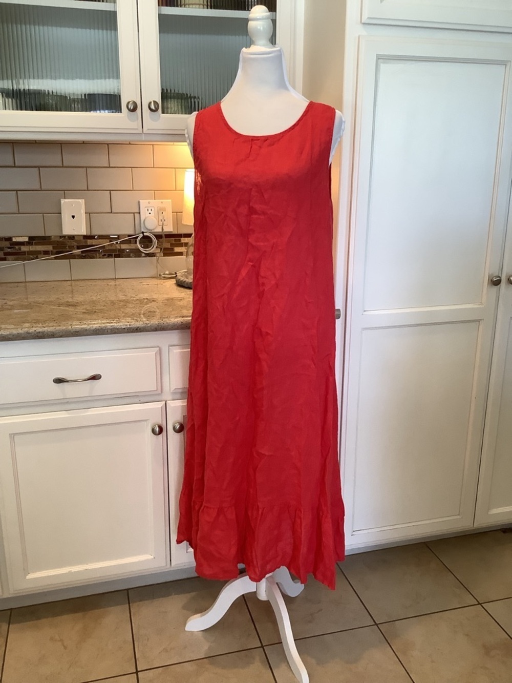 Linen Sleeveless Maxi Dress - Terzo Millennio Size Large Made in Italy